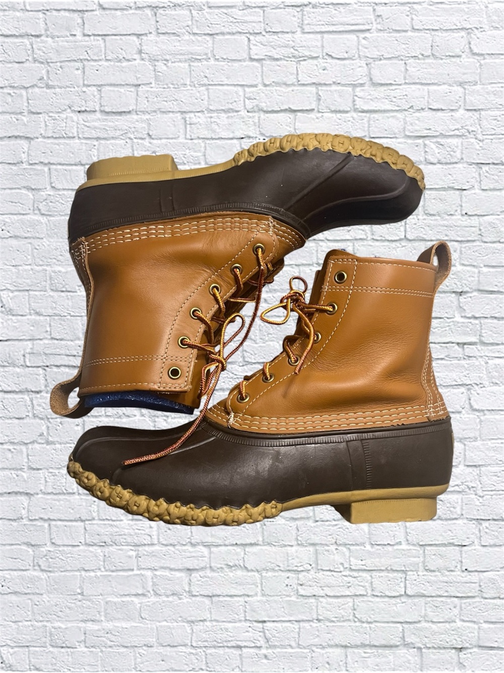 L.L.Bean Bean Boots 6” Tan Leather Brown Rubber Duck Boots Size 10 Classic